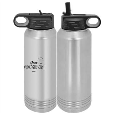 Your Design Here -  Custom 30 oz. Silver Stainless Steel Vacuum Insulated Water Bottle Thumbnail